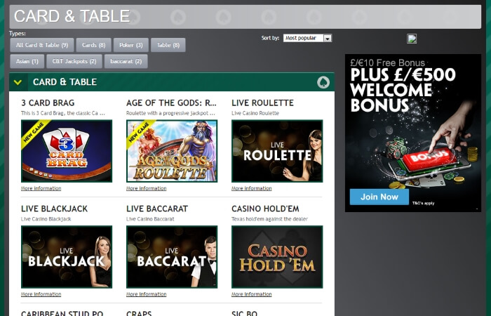 Paddy Power Casino | Play card and table casino games